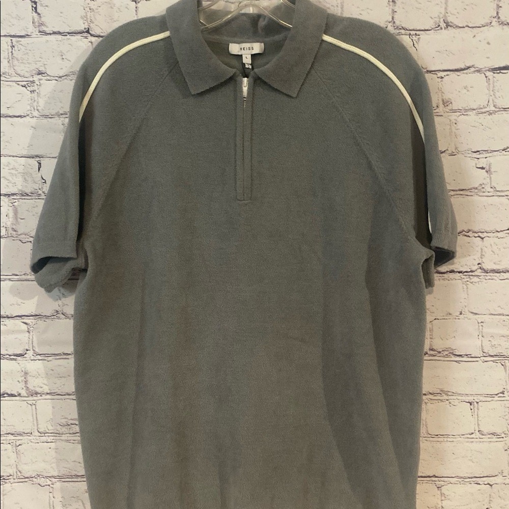Mens Reiss gammo velour half zip shirt Gray Xlarge NWT - Picture 3 of 8